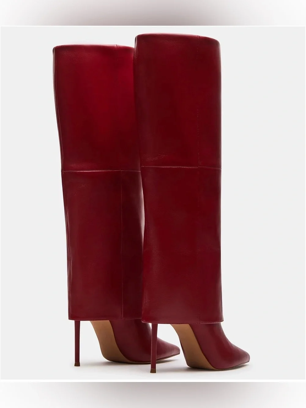 VOMIRA Womens Knee High Boots Stiletto Pointed Toe High Heels Fold Over